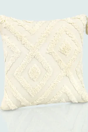 Coussin 'Elias' avec pompons écru Acheter En Ligne